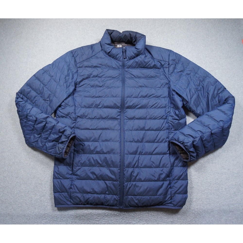 Uniqlo Puffer Jacket Mens Medium Blue Ultra Light Down Full Zip Outdoors Adult